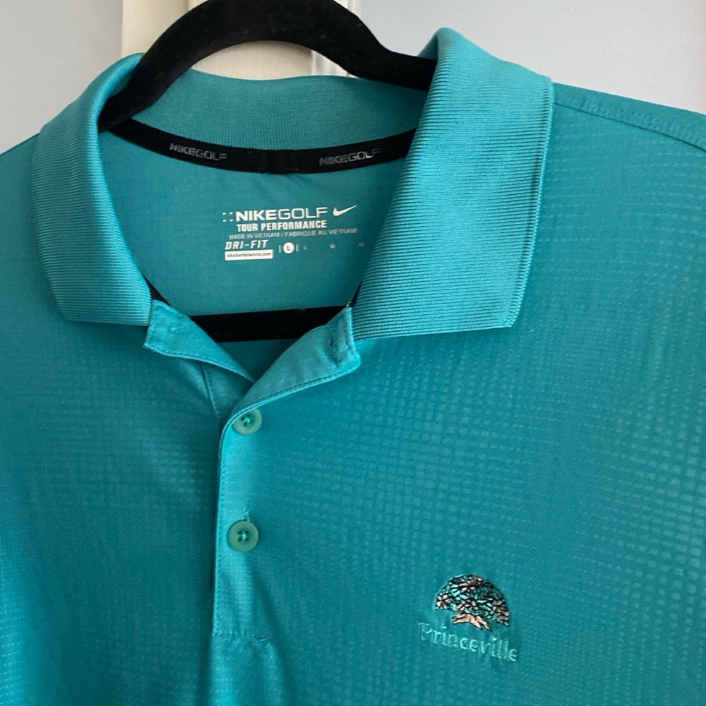 Nike Dri Fit Golf Polo Mens Large Teal Princeville Makai Golf Club Kauai Hawaii
